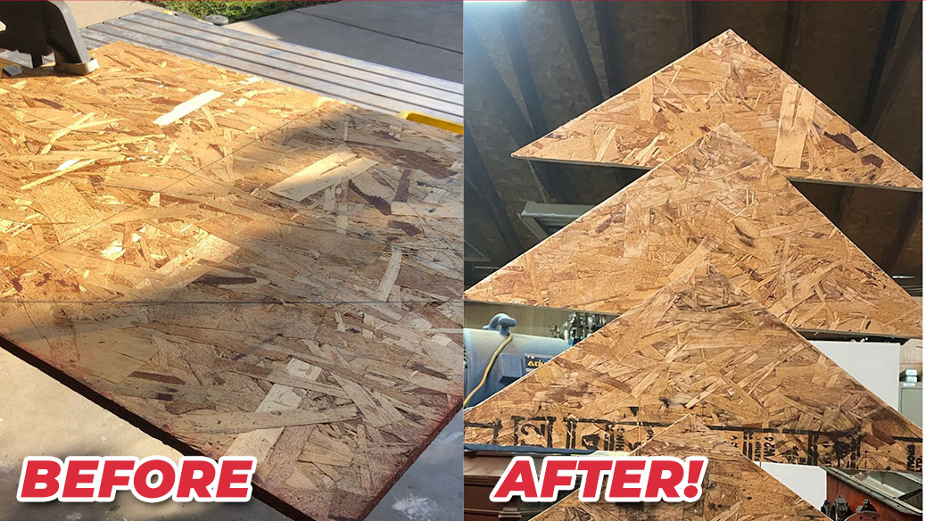 Before and after plywood christmas tree